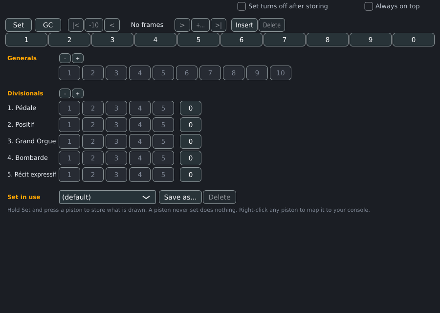 The Combinations window
