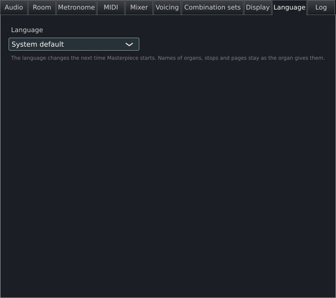 The Language tab