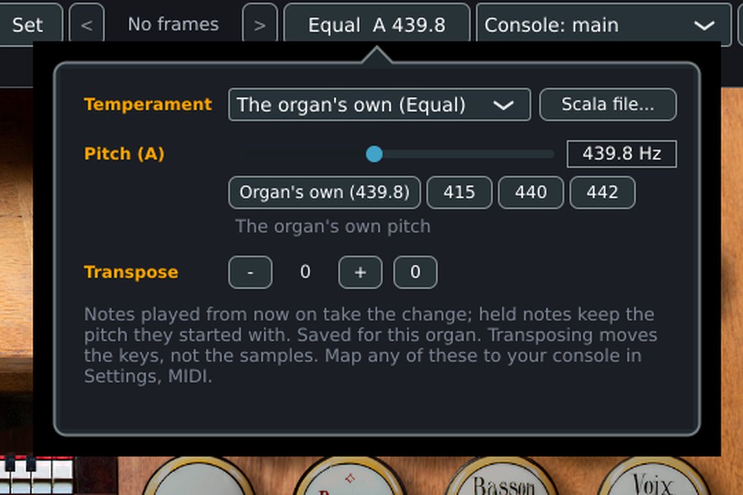 Temperament, pitch and transposer